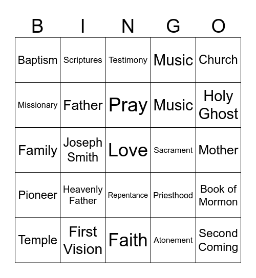 General Conference Bingo Card