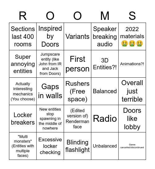 Rooms Fanbingo Card