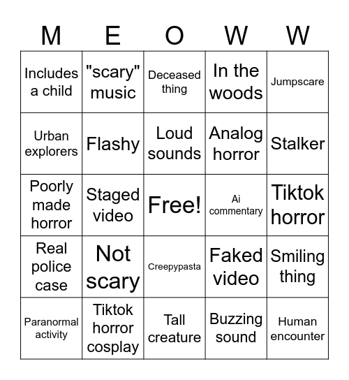 Horror compilation Bingo Card