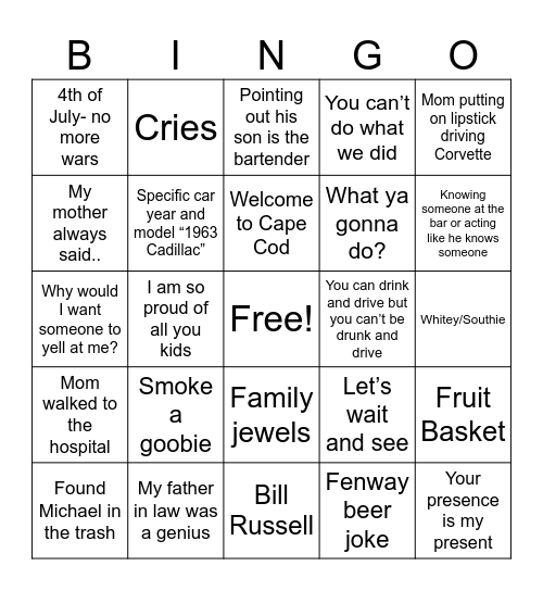Papa Bingo Card