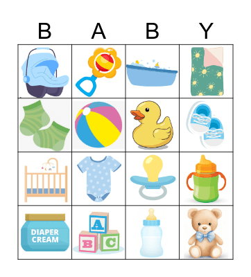 Baby Shower Bingo Card