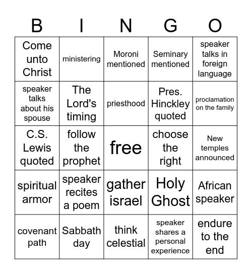 Genconf Bingo Card