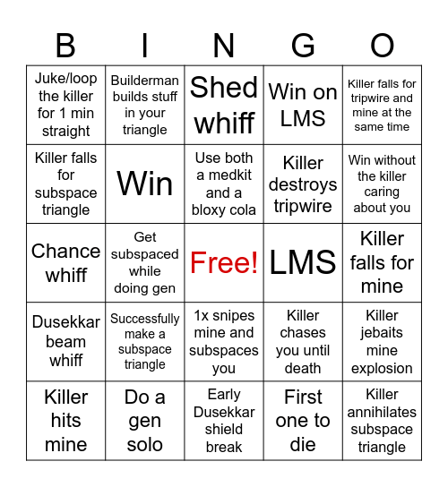 Forsaken Taph Bingo Card