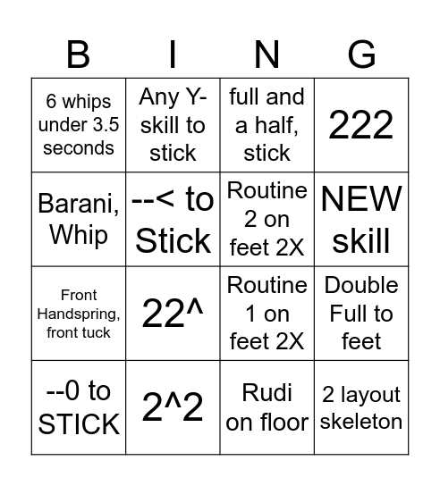 Level 9 Bingo Card