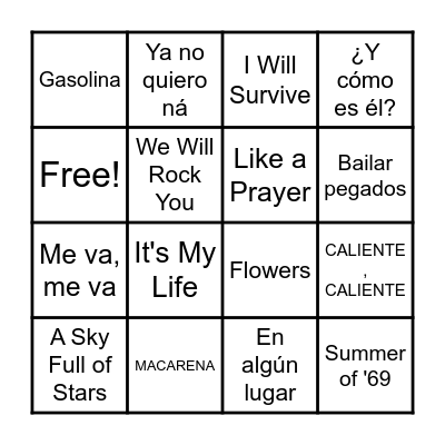 EL BINGO DE LA VICKY BODA Bingo Card