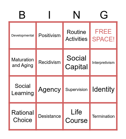 Desistance Bing(o)! Bingo Card