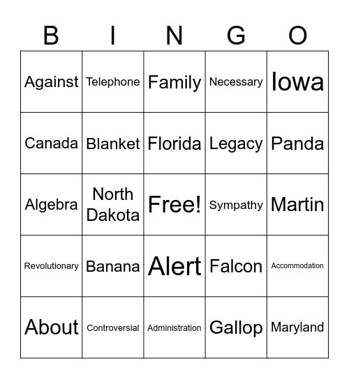 Schwa-ngo Bingo Card