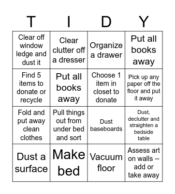 Cleaning Fun Time Bingo Card
