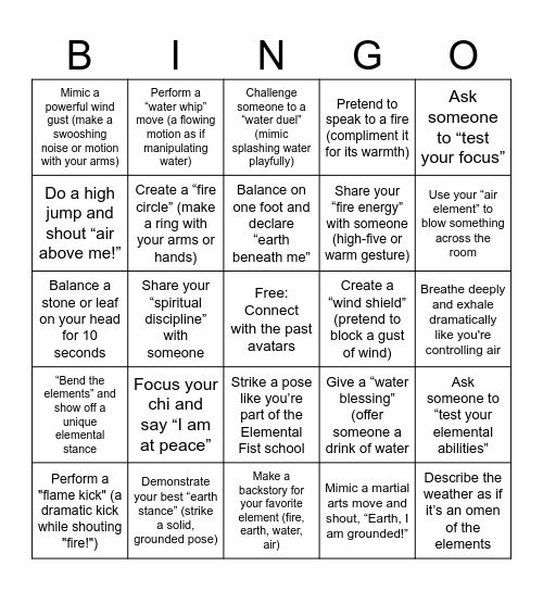 Sherwood Fair Bingo - Four Elements Monk Edition Bingo Card