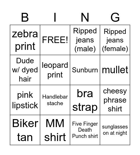 Marily Manson 4/5/25 Bingo Card