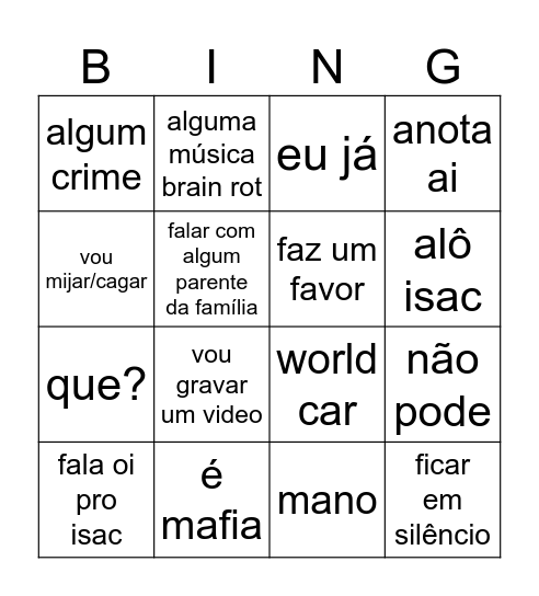 Luan Bingo Card