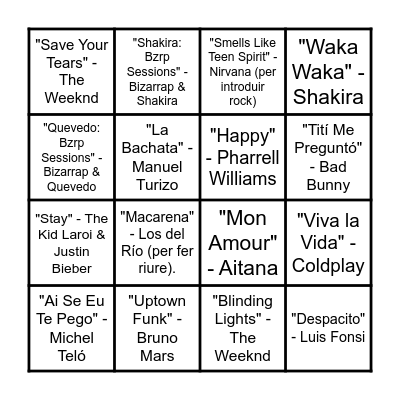 BINGO MUSICAL 1 Bingo Card