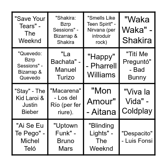 BINGO MUSICAL 1 Bingo Card