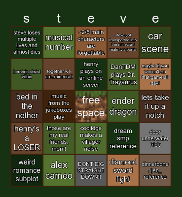 ⛏️ minecraft movie bingo 💎 Bingo Card