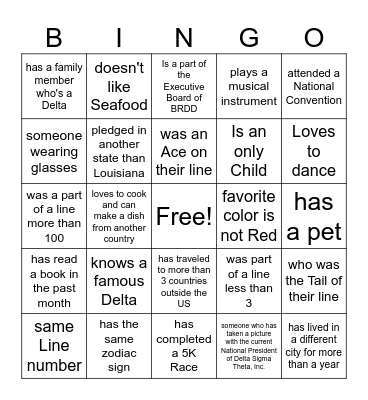Getting to Know My Soror Bingo Card