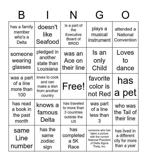 Getting to Know My Soror Bingo Card