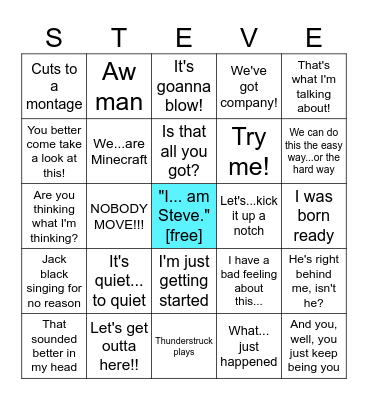 Minecraft Movie Bingo Card