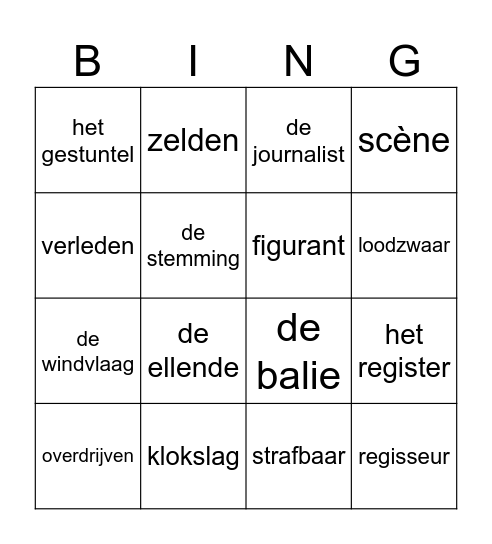 woordenschat bingo Card