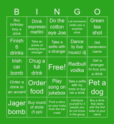 Anthony’s Birthday Bingo Card