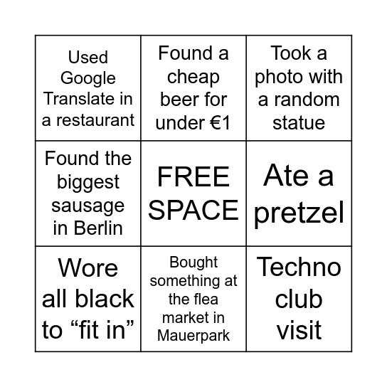 Berlin Bingo Card
