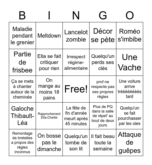 Bingo de la Mothe Bingo Card