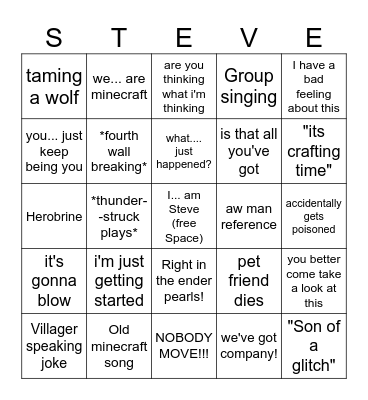 Minecraft Bingo 2 Bingo Card