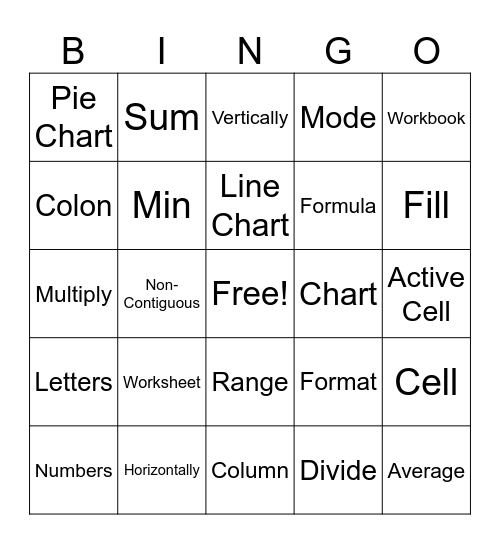 Spreadsheet Bingo Card