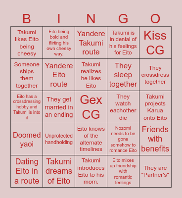 Aotsumi Bingo Card