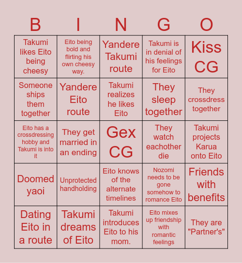Aotsumi Bingo Card
