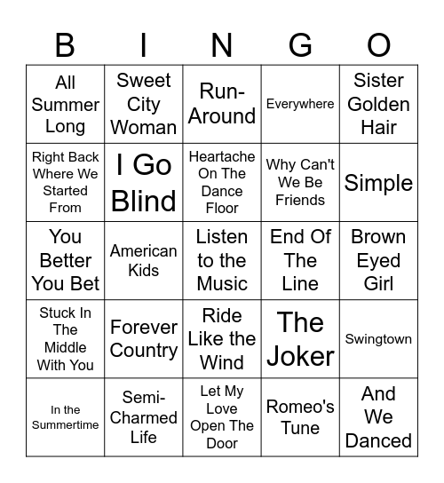 Feeling Good Mix Bingo Card
