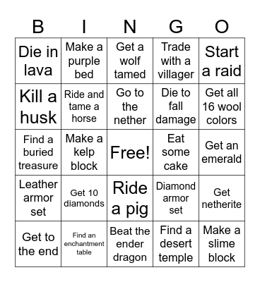 Bens Bingo Card
