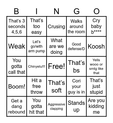 Dad Florida Basketball Game Bingo Card