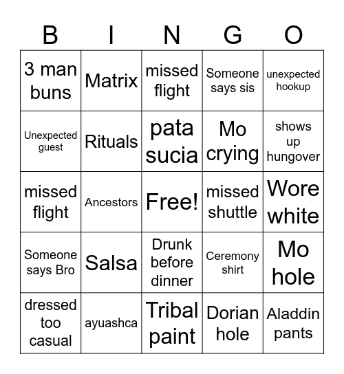 Mauricio's Wedding Bingo Card