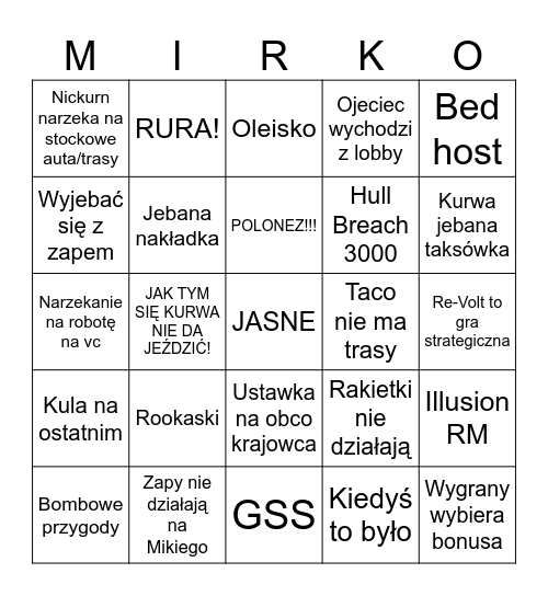 Mirko-Volt Bingo Card
