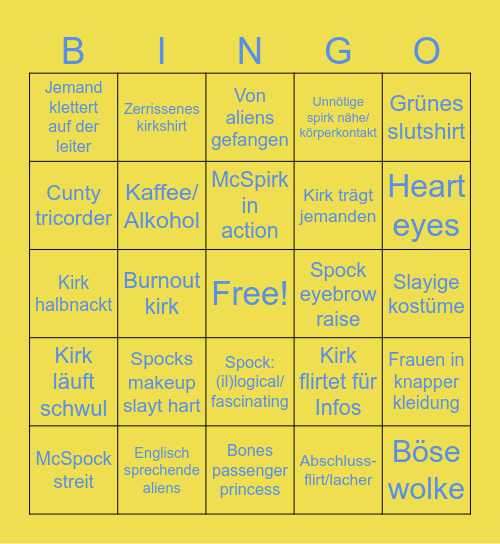 Star trekk Bingo Card