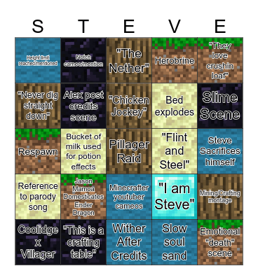 Minecraft Bingo Card