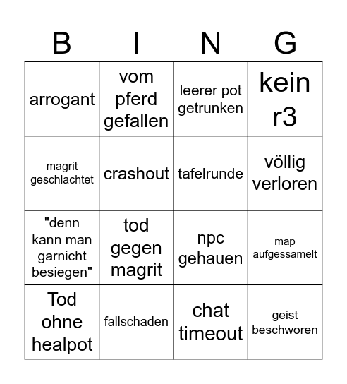 Elden ring bingo Card
