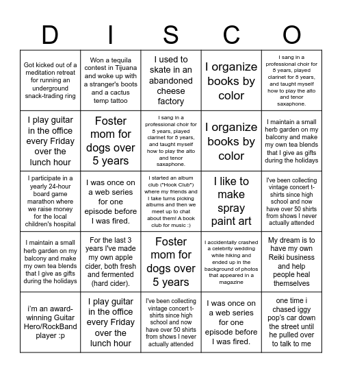 Get to know your derby friends Bingo Card