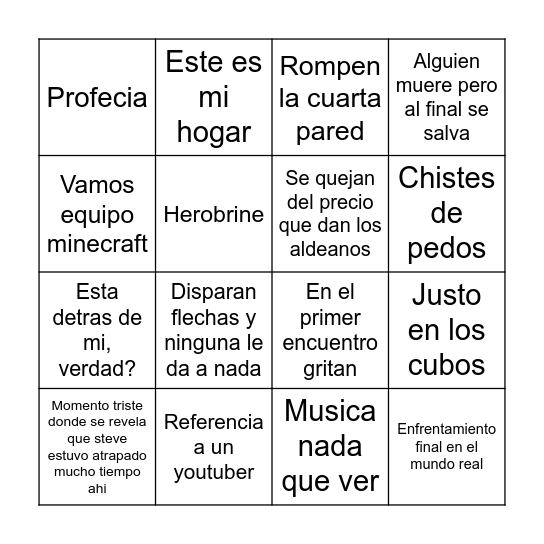 Bingo de valer medio quilo de verga picada Bingo Card