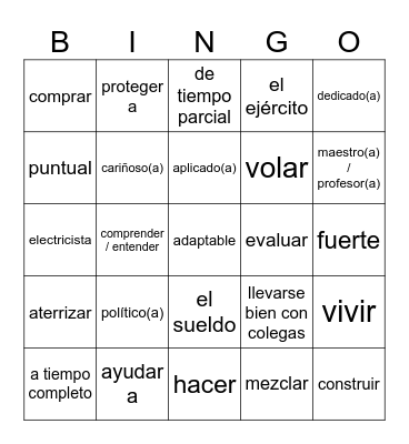 En el Futuro Bingo Card