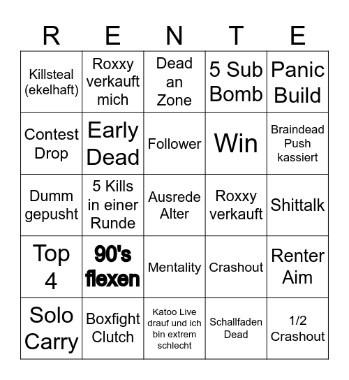 Stream Bingo Card
