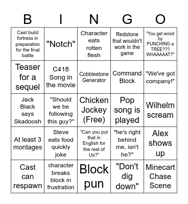 Minecraft Bingo Card