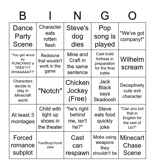 Minecraft Bingo Card