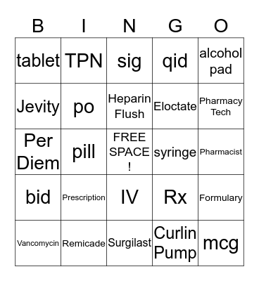 AMERIMED PHARMACY BINGO Card