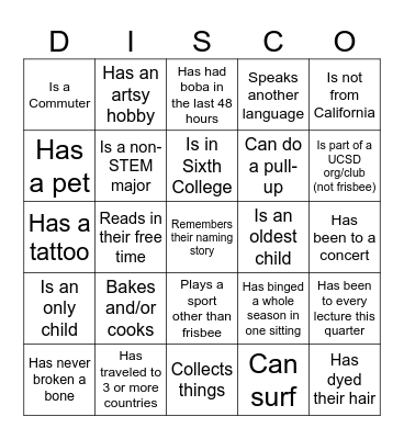 B-Co Bingo Card