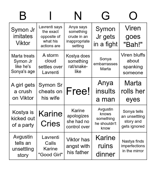 Red Wake Bingo Card