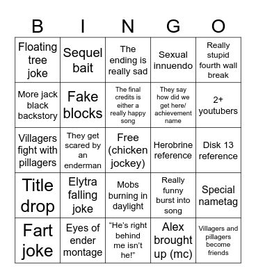 minecraft Bingo Card