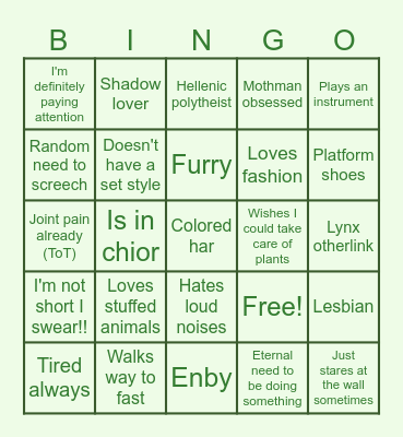 Aspen's Bingo Card