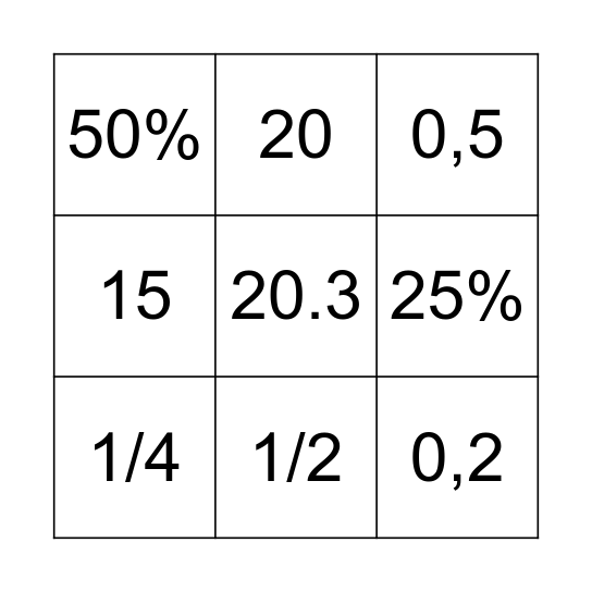 BINGO MATEMÁTICO Bingo Card