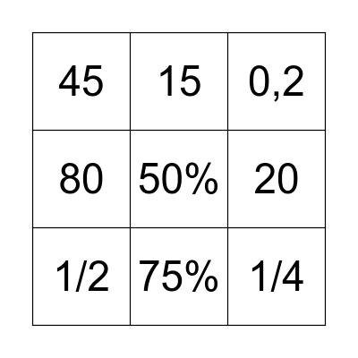 BINGO MATEMÁTICO Bingo Card